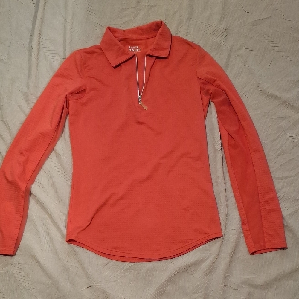 Bette & Court Orange Long Sleeve Polo Shirt